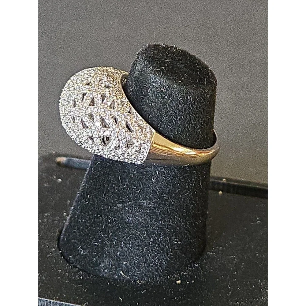 Suzy Levian Sterling Silver Pave Design Cubic Zirconia Criss-Cross Ring Size 8